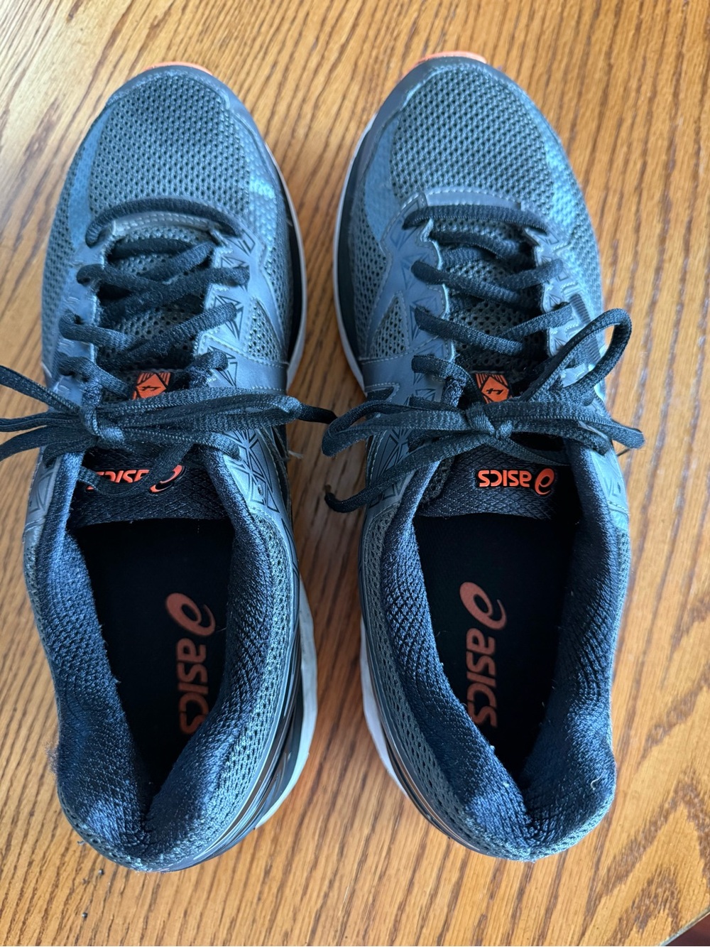 ASICS Men’s Dark Gray & Black Running Shoes with Orange Logo